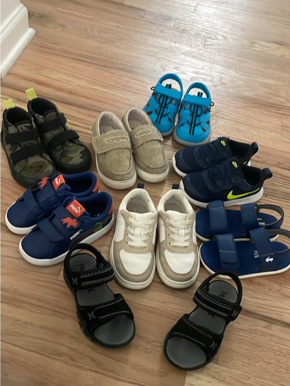 Kids Toddler Shoe Lot Navy Blue and Beige Athletic Sneakers - Nike & Puma 8c